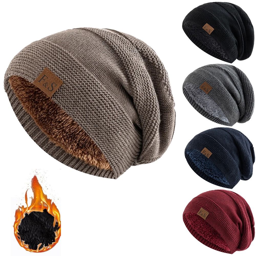 Beanie Cuffed Knit - Gorro de invierno con forro de